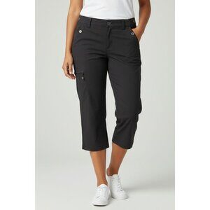 Eddie Bauer Sport Black Capri Pants With Side Zip Pocket & Button Closure M Size